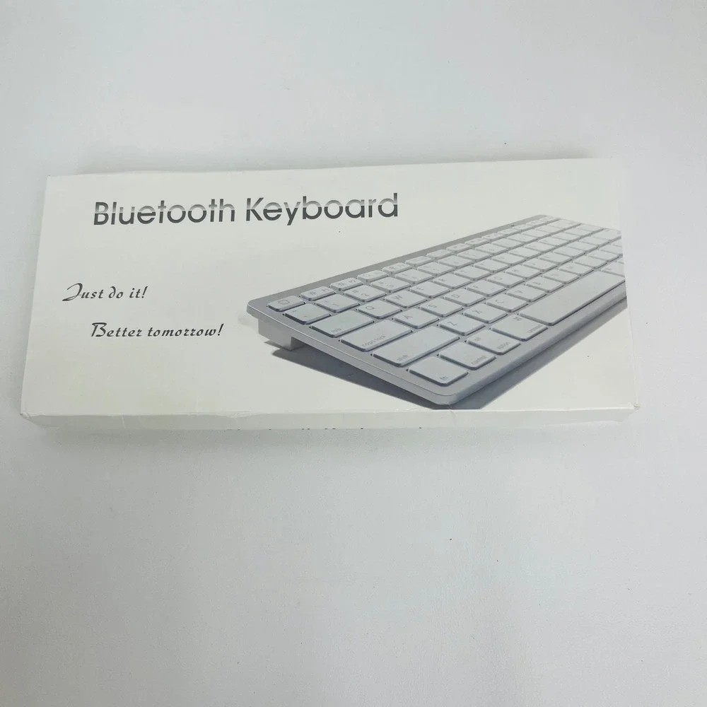 Unbranded Bluetooth Wireless Keyboard Silver White Slim Portable Universal